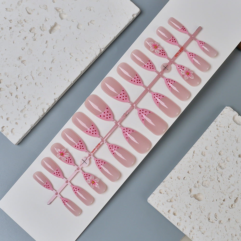 Künstlerisches Floral-Akzent Press-On Nail Set Karnz 1787294359