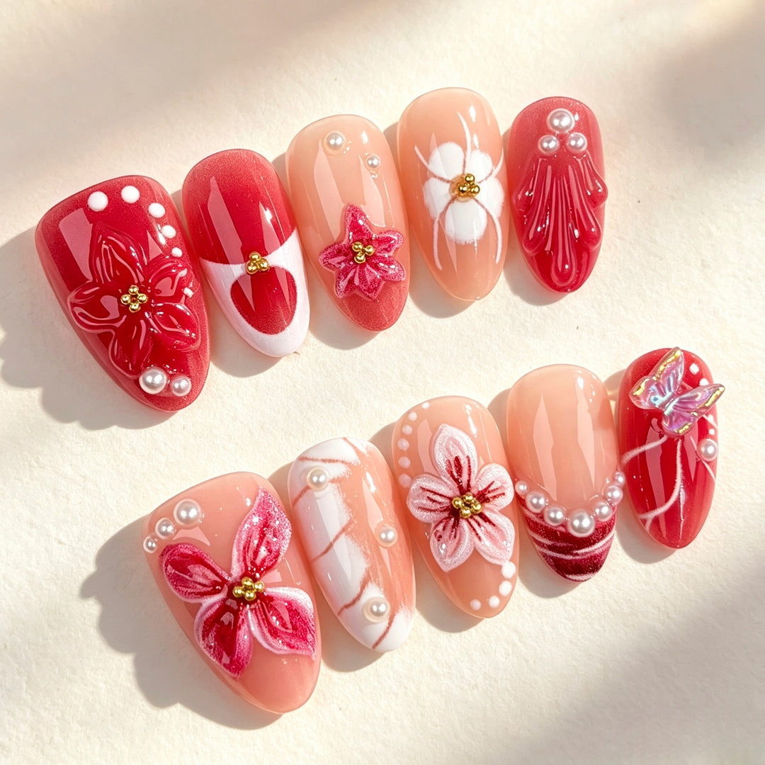 Dekoratives Künstlerisches Press-On Nagelset
