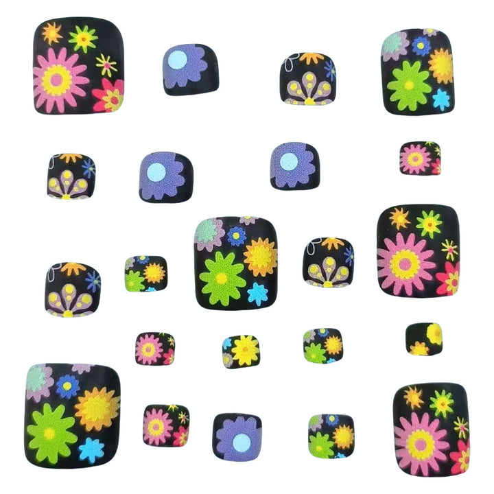 Fußnagelkunst-Set mit bunten Blumendesigns Karnz