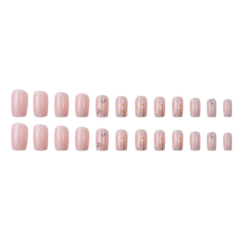 Glitzerndes Blumen Press-On Nagelset Karnz