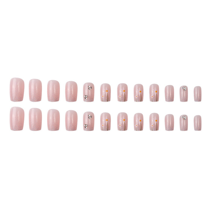 Glitzerndes Blumen Press-On Nagelset Karnz