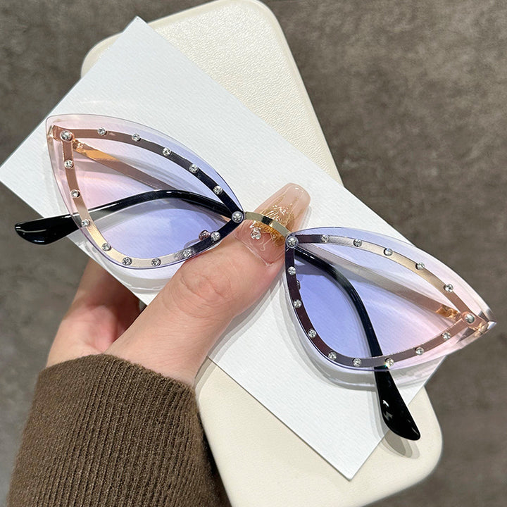 Rhinestone-besetzte Katzenaugen-Fashion-Sonnenbrille