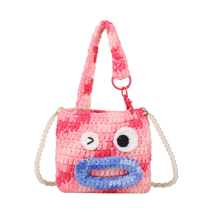 Niedliche gehäkelte Handtasche im Tierdesign