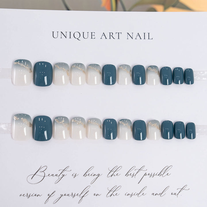 Ombre-Nagelkunst-Set mit goldenen Akzenten