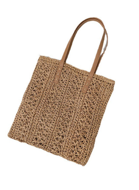 Damen Stylische Tragetasche aus geflochtenem Naturmaterial Karnz