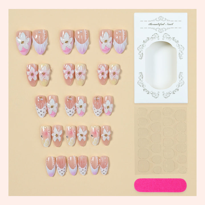 Dekoratives Blumen Press-On Nails Kunst Set Karnz
