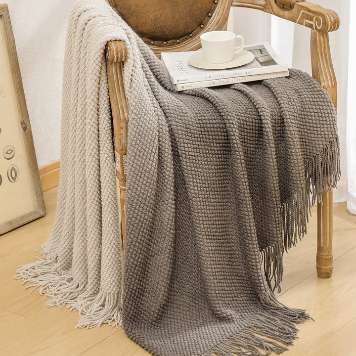 Gemütliche gestrickte Wurfdecke