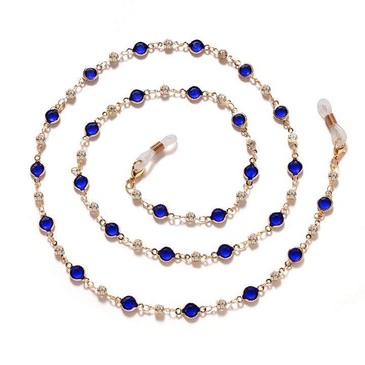 Elegante Strass- und Edelsteinkette für Brillen Karnz