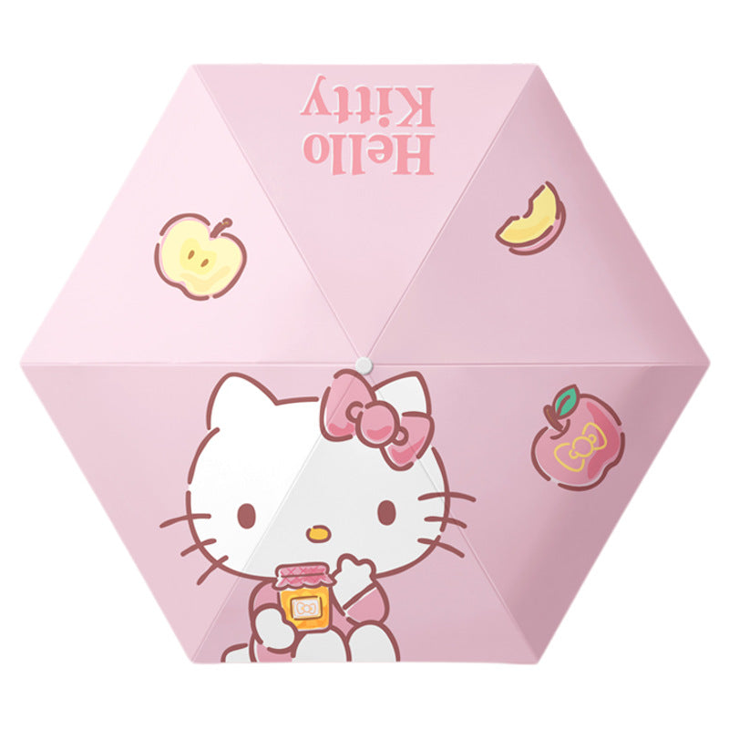 Damen Faltregenschirm mit exklusivem Hello Kitty Design und praktischem Tragemechanismus Karnz