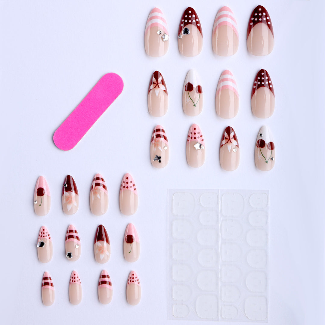 Kunstfingernägel mit Kreativen Frucht- und Blumendesigns Karnz