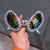 Damen futuristische Statement-Sonnenbrille mit funkelndem Kristallrahmen Karnz