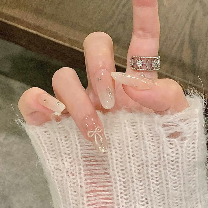 Glitzerndes Langdruck-Fingernagel-Kunstset Karnz