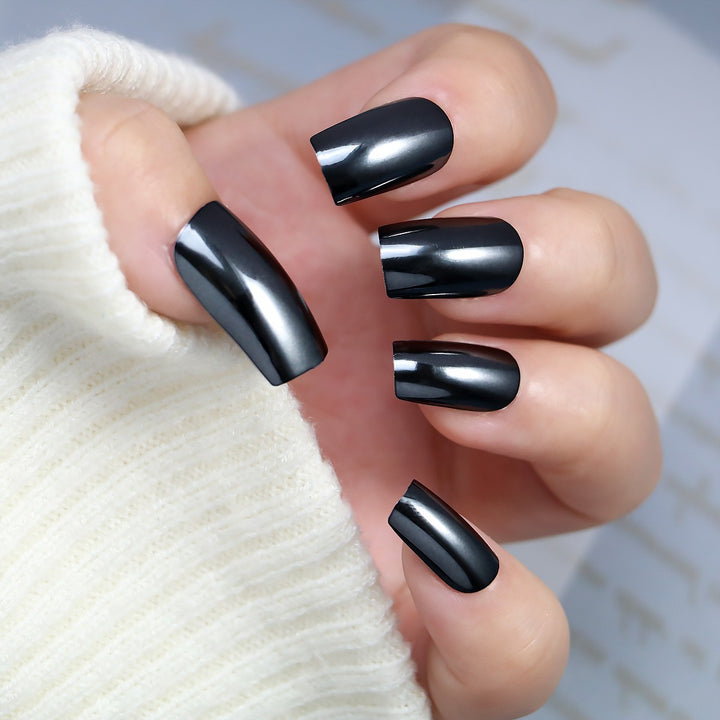 Chrome Finish Press-On Nails Karnz