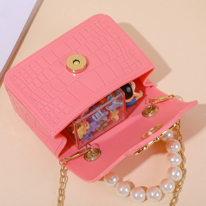 Damen elegante Handtasche mit Perlenhenkel und strukturiertem Design Karnz