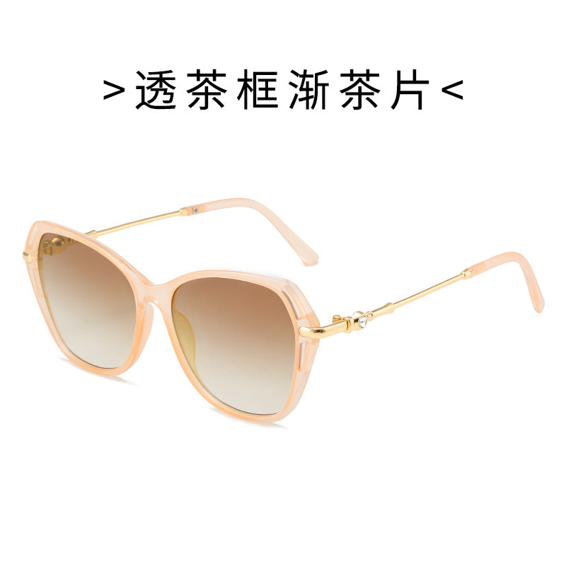 Damen modische Cat-Eye Sonnenbrille mit elegantem Metallrahmen Karnz