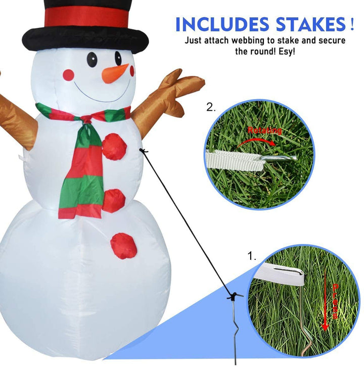 Aufblasbarer Schneemann mit festlicher Deko