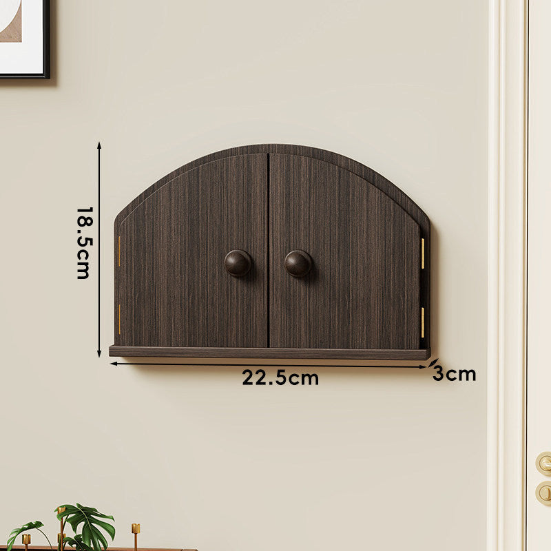 Wandmontierter gewölbter Mini-Aufbewahrungsschrank mit zwei Türen und schmalem Regal