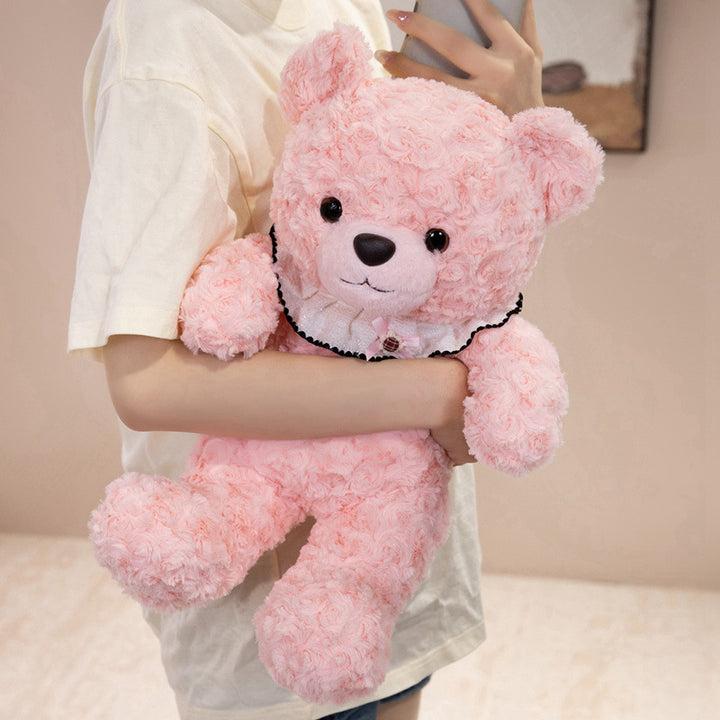 Locken-Fell Teddybär mit Rüschenschal und gestickter Nase Karnz