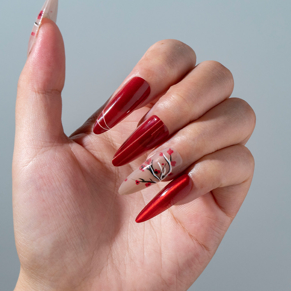 Künstlerisches Kirschblüten Press-On Nagelset Karnz 1788157506