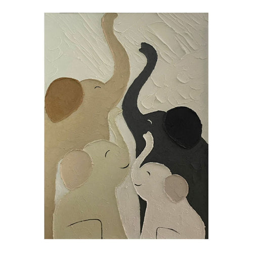 Texturiertes Elefantenfamilie-Leinwand-Kunstwerk