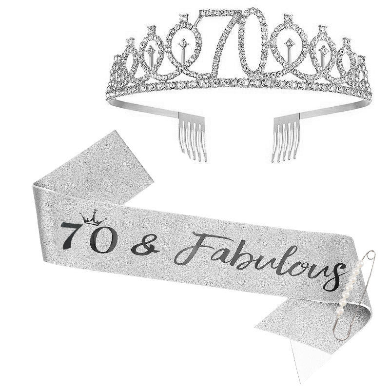 Damen Glitzernde Tiara mit personalisiertem 80. Geburtstagsschriftzug Karnz