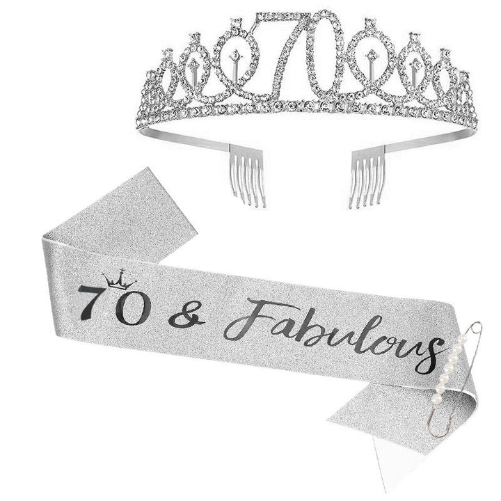Damen Glitzernde Tiara mit personalisiertem 80. Geburtstagsschriftzug Karnz