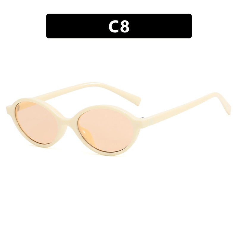 Damen modische ovale Sonnenbrille mit geschwungenem Rahmen und UV-Schutz Karnz