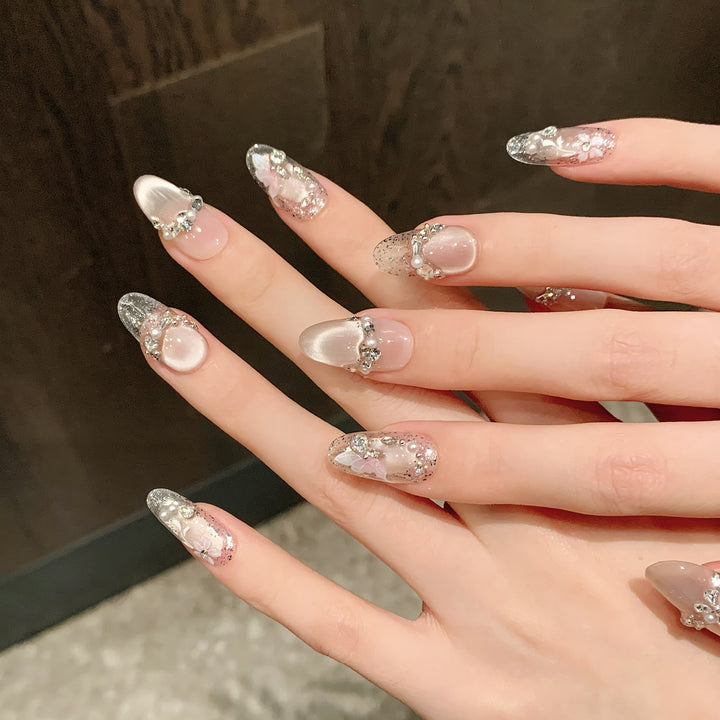 Strass-verzierte Press-On Nägel Set