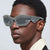 Damen Designer-Sonnenbrille im futuristischen Look mit funkelndem Strassbesatz Karnz