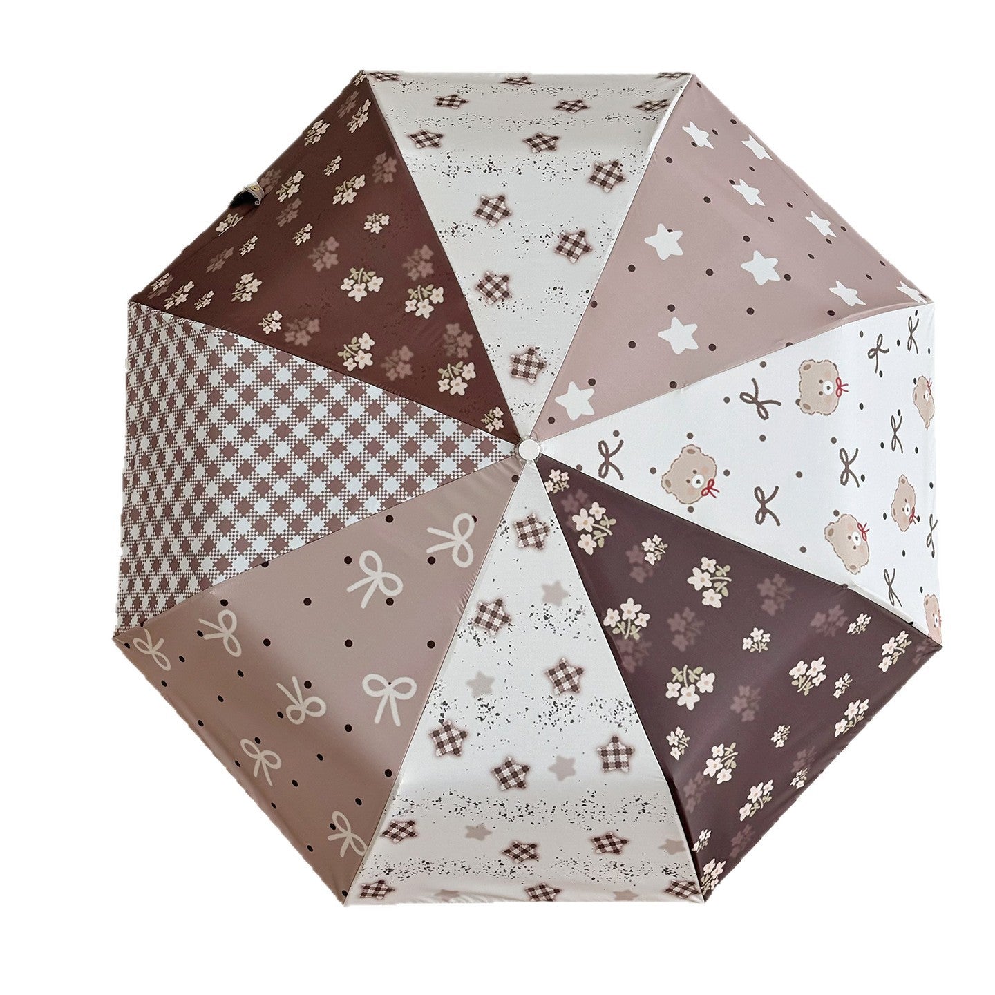 Damen Faltbarer Regenschirm mit exklusivem Patchwork-Design Karnz