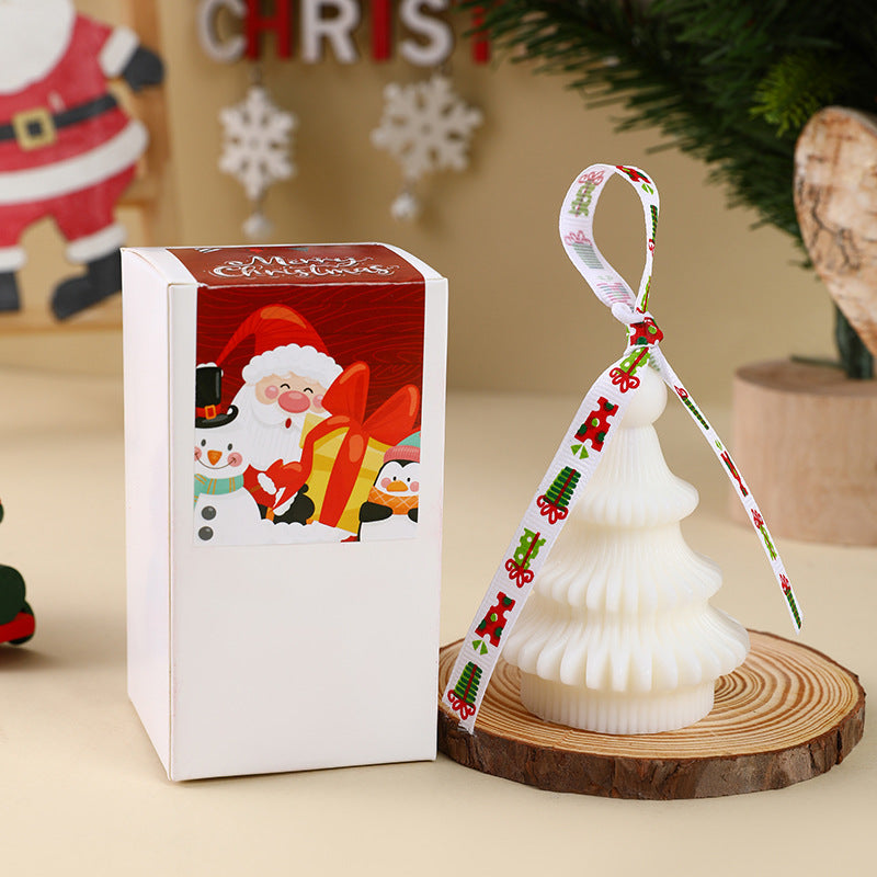 Handgegossene Weihnachtsbaum-Ornament Sojawachs-Kerze mit Dekoband und Geschenkschachtel
