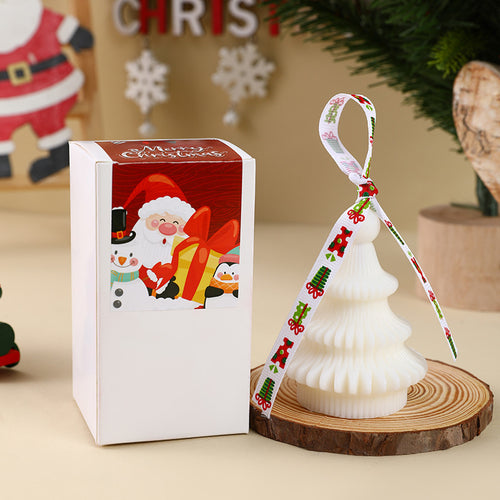 Handgegossene Weihnachtsbaum-Ornament Sojawachs-Kerze mit Dekoband und Geschenkschachtel