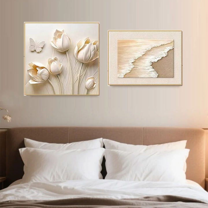 Elegante Blumenreiche Relief Wanddekoration