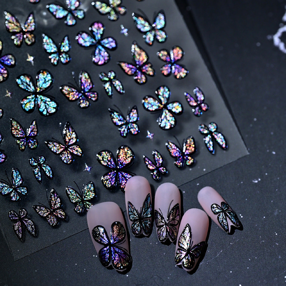 Glitzernde Schmetterling Nagelkunst Aufkleber