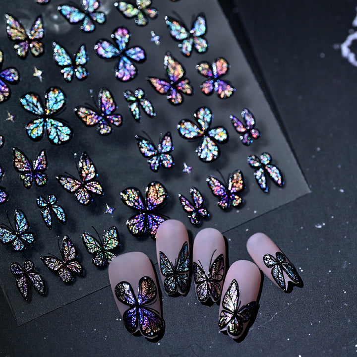 Glitzernde Schmetterling Nagelkunst Aufkleber