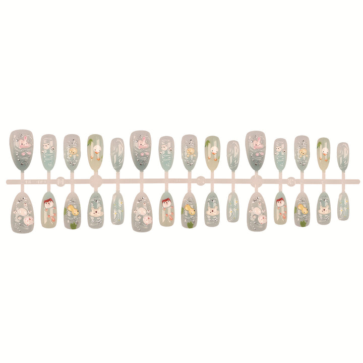 Verspieltes Tier-Themen Press-On Nagelkunst Set