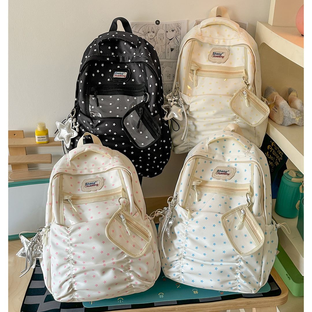 Stylische Mehrfach-Taschen-Rucksack mit Sternakzenten Karnz