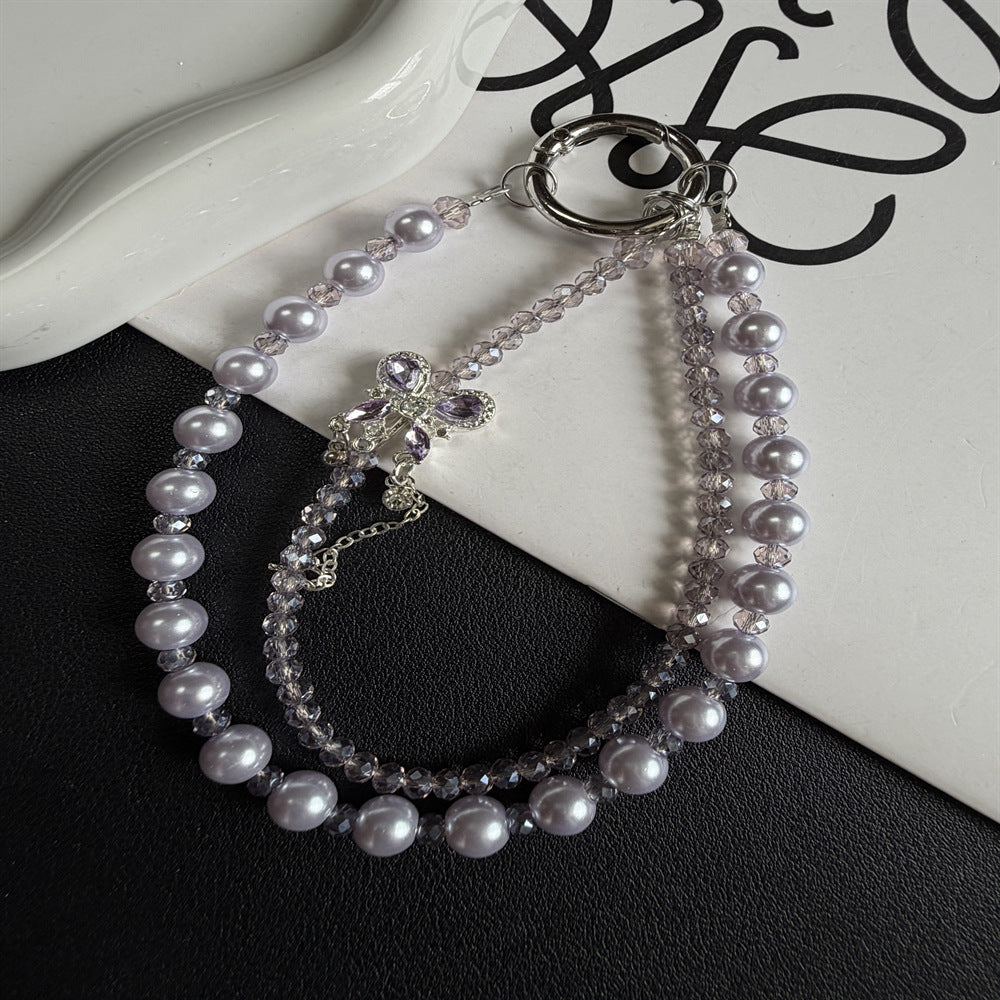 Elegante Perlen- und Kristall-Anhänger Telefon-Lanyard Karnz