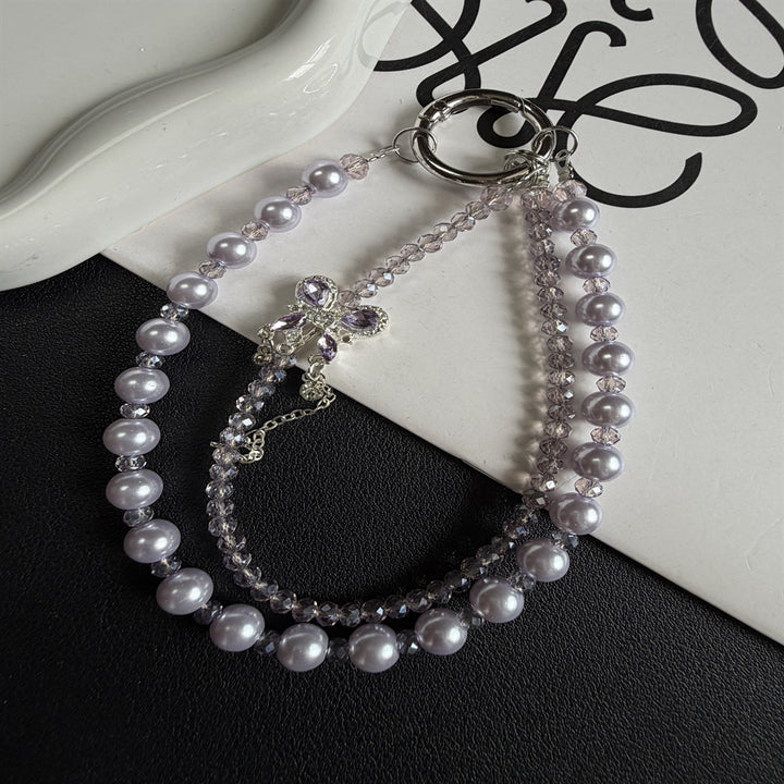 Elegante Perlen- und Kristall-Anhänger Telefon-Lanyard Karnz