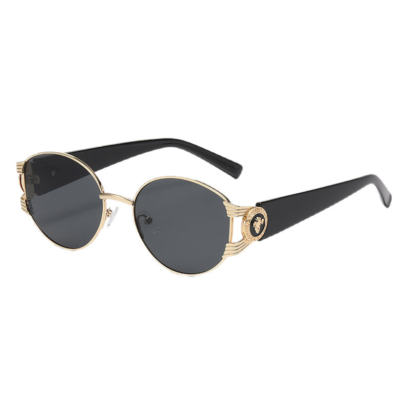 Damen elegante Sonnenbrille mit luxuriösem Metallrahmen und verspiegelten Gläsern Karnz