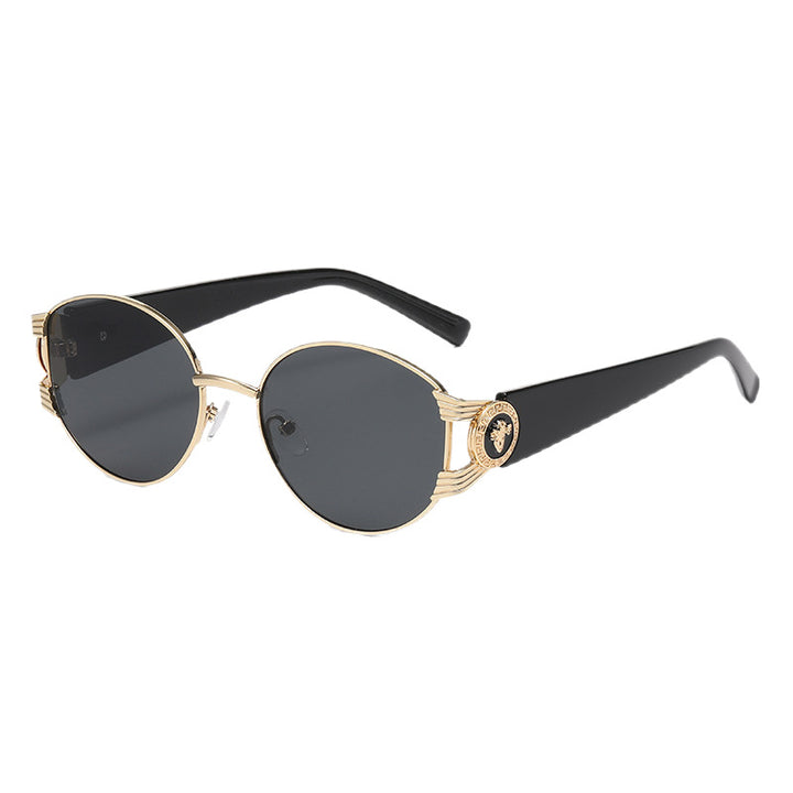 Damen elegante Sonnenbrille mit luxuriösem Metallrahmen und verspiegelten Gläsern Karnz