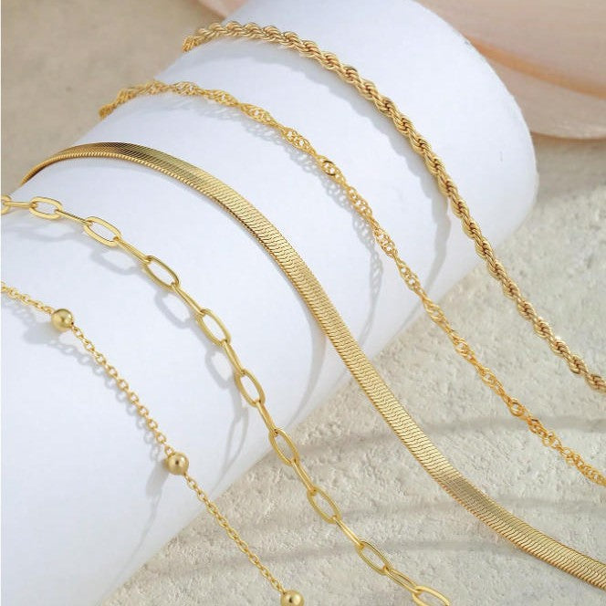 Gestuftes Silberkettchen Armband Set Karnz