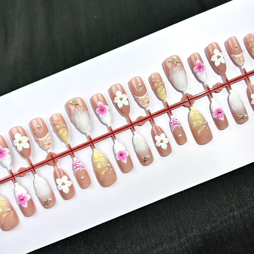 Dekoratives Blütenmotiv Nail Art Set zum Aufkleben