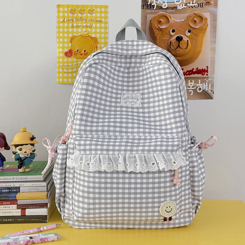 Süßer Gingham-Print-Rucksack Karnz