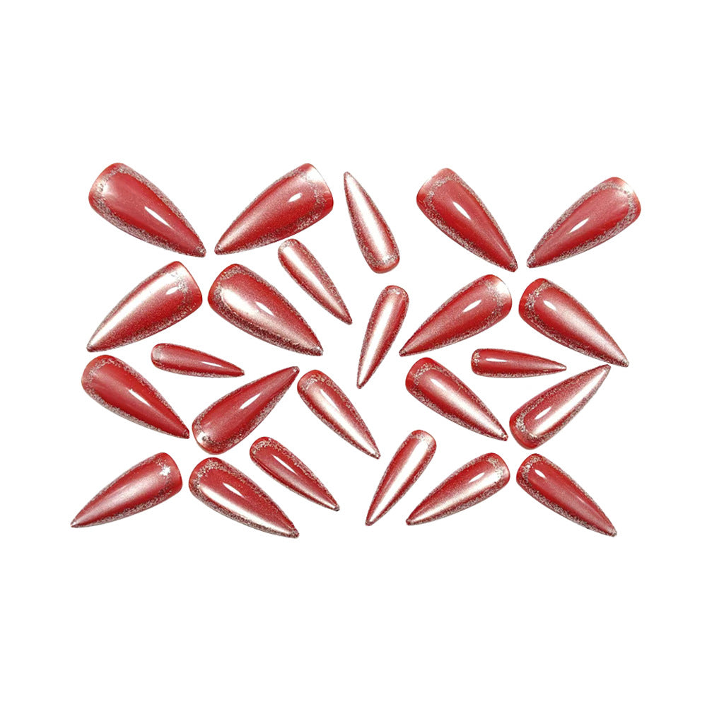 Glamouröse Stiletto Kunstnägel mit Metallic-Rand Karnz