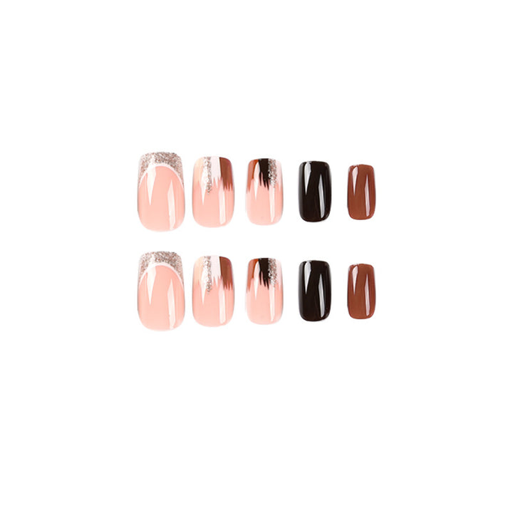 Elegante Künstliche Nagelverlängerungen mit Farbverlauf und Glitzerdetails Karnz