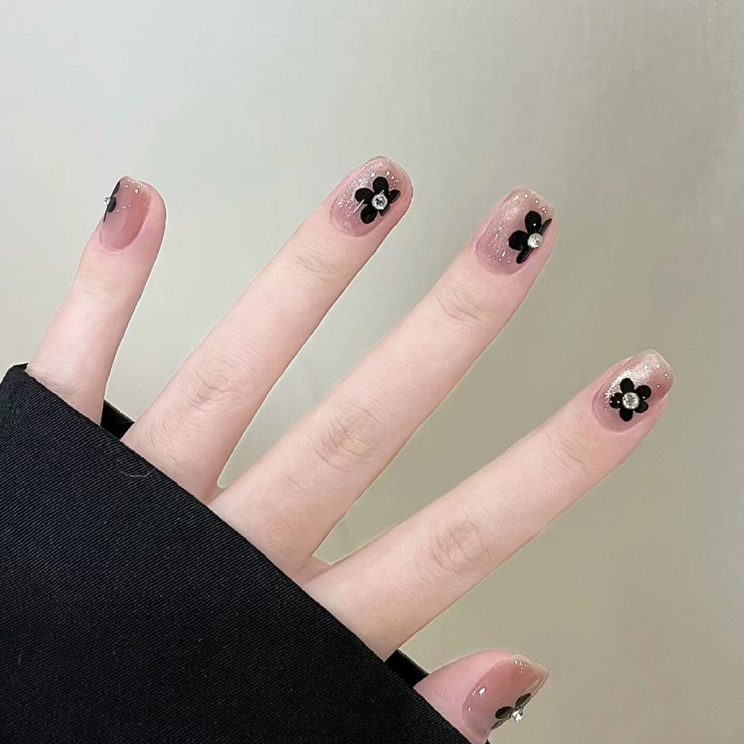 Floral Glitter Press-On Nail Art Karnz