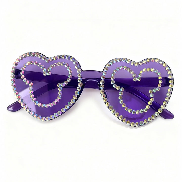 Rhinestone-besetzte herzförmige Sonnenbrille Karnz 1787141236