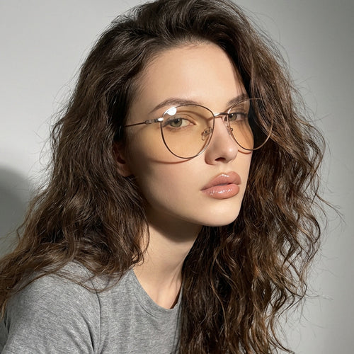 Damen runde Sonnenbrille mit schmalem Metallrahmen und polarisierten Gläsern Karnz