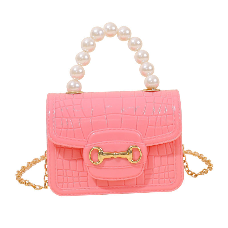 Damen elegante Handtasche mit Perlenhenkel und strukturiertem Design Karnz
